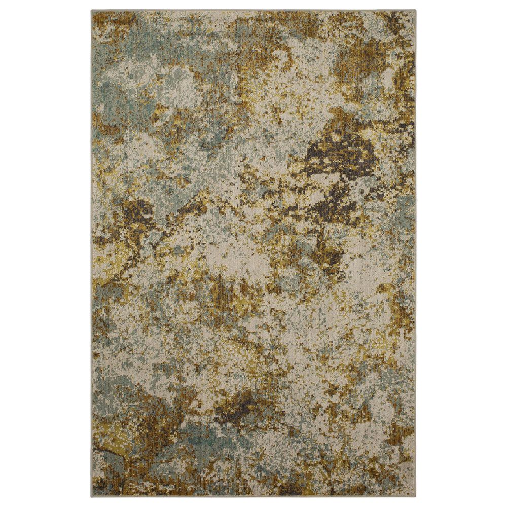 Karastan Montreal Brockway 91955-90082 5'3" x 7'10" Grey, Aquamarine and Gold Area Rug, , large