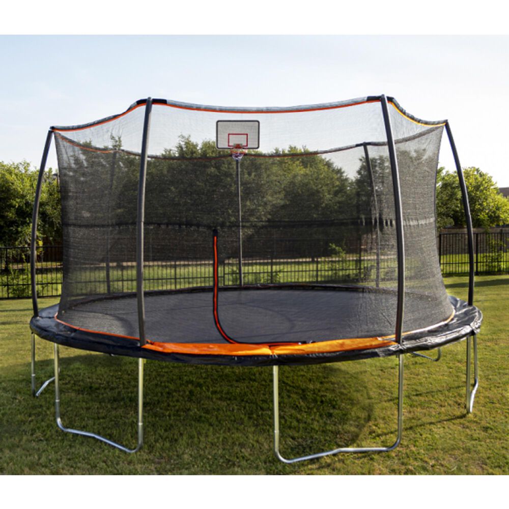 Jumpking 15 ft. Trampoline with Bonus Basketball Hoop, , large