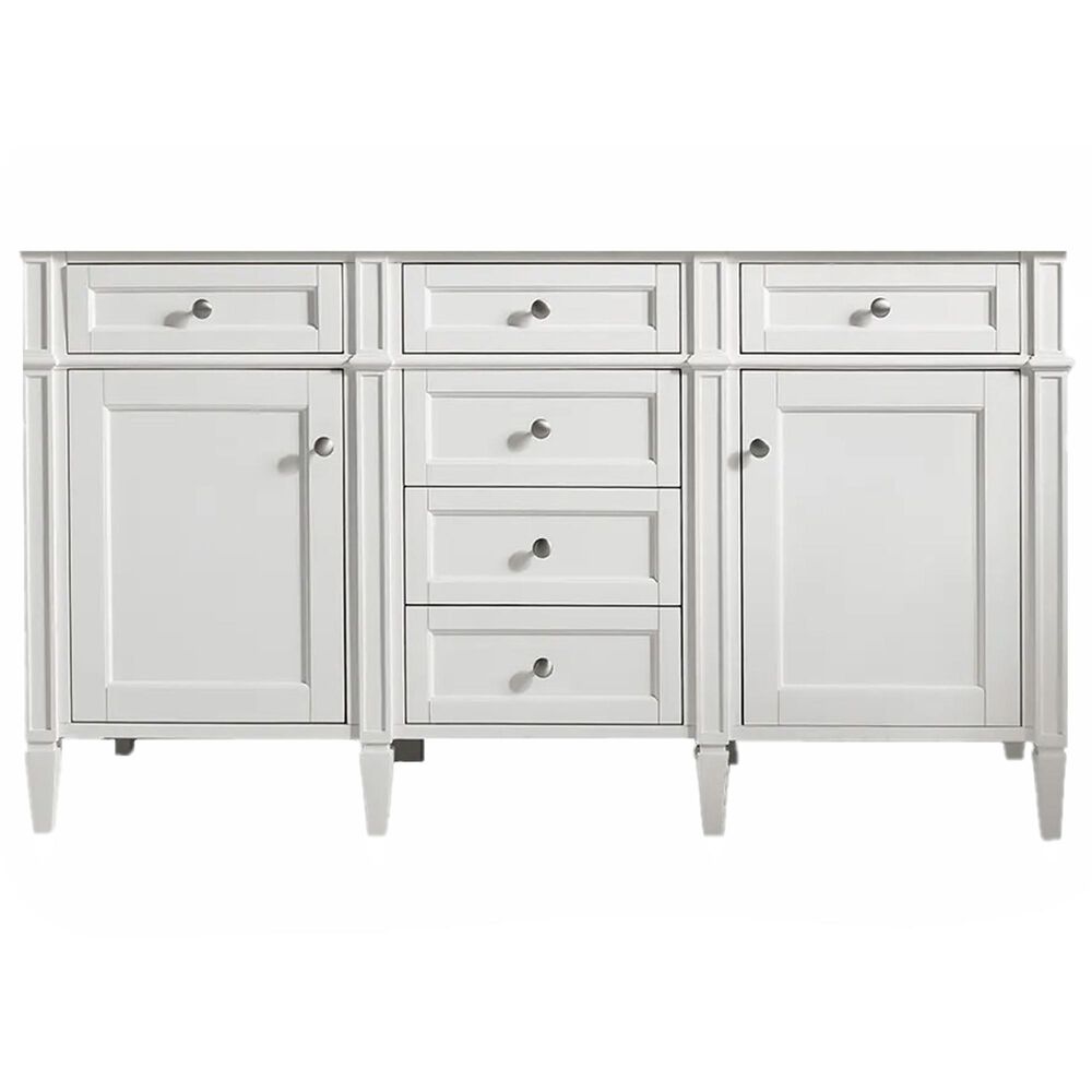 James Martin Vanities Brittany 60&quot; Double Bathroom Vanity in Bright White with 3 cm Arctic Fall Solid Surface Top, , large