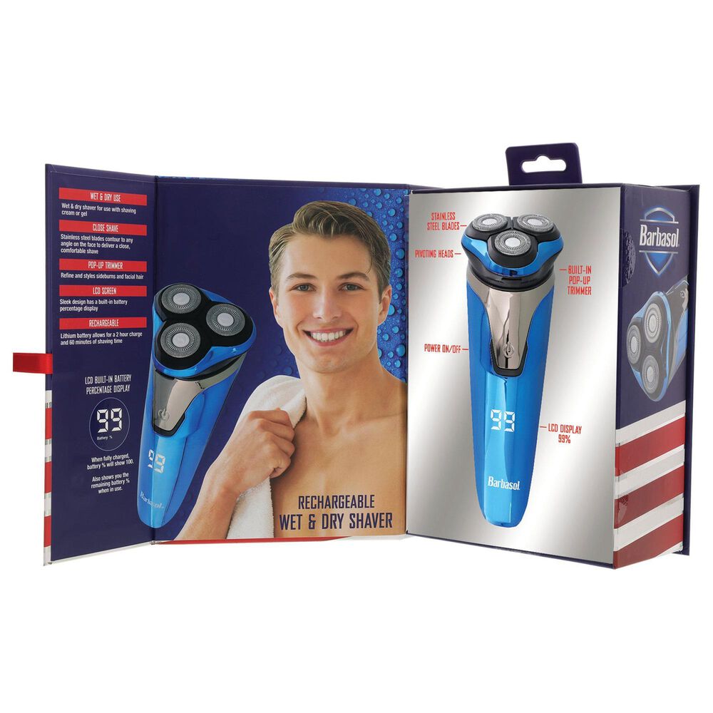 Barbosal Wet Rotary Shaver with LCD Display in Black and Blue, , large