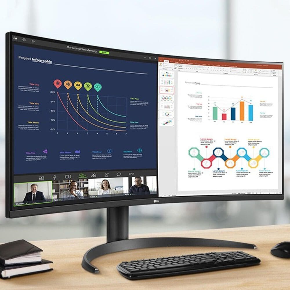 LG 34&quot; UltraWide QHD Curved Monitor with USB-C in Black, , large