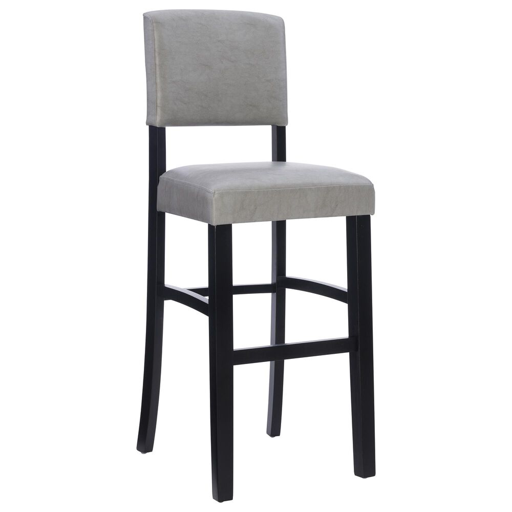 Linon Home Decor Monaco Bar Stool with Dove Gray Cushion in Black, , large