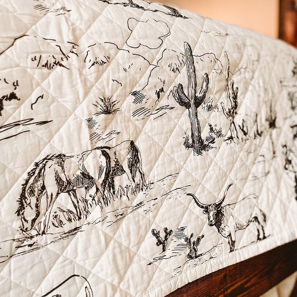 HiEnd Accents Ranch Life 3-Piece Full/Queen Reversible Quilt Set in White and Black, , large