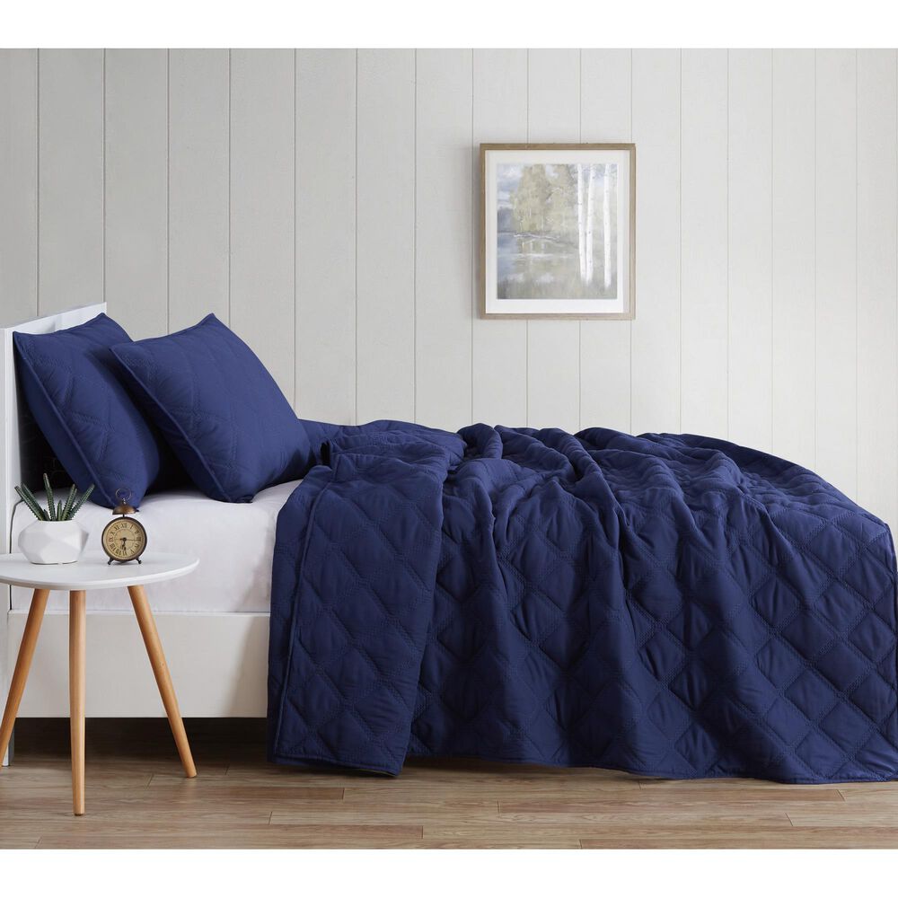 Pem America Truly Soft Everyday 2-Piece Twin XL Quilt Set in Navy, , large