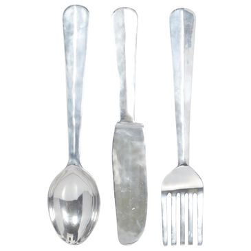 Maple and Jade 35" x 6" Wall Decor in Silver (Set of 3), , large