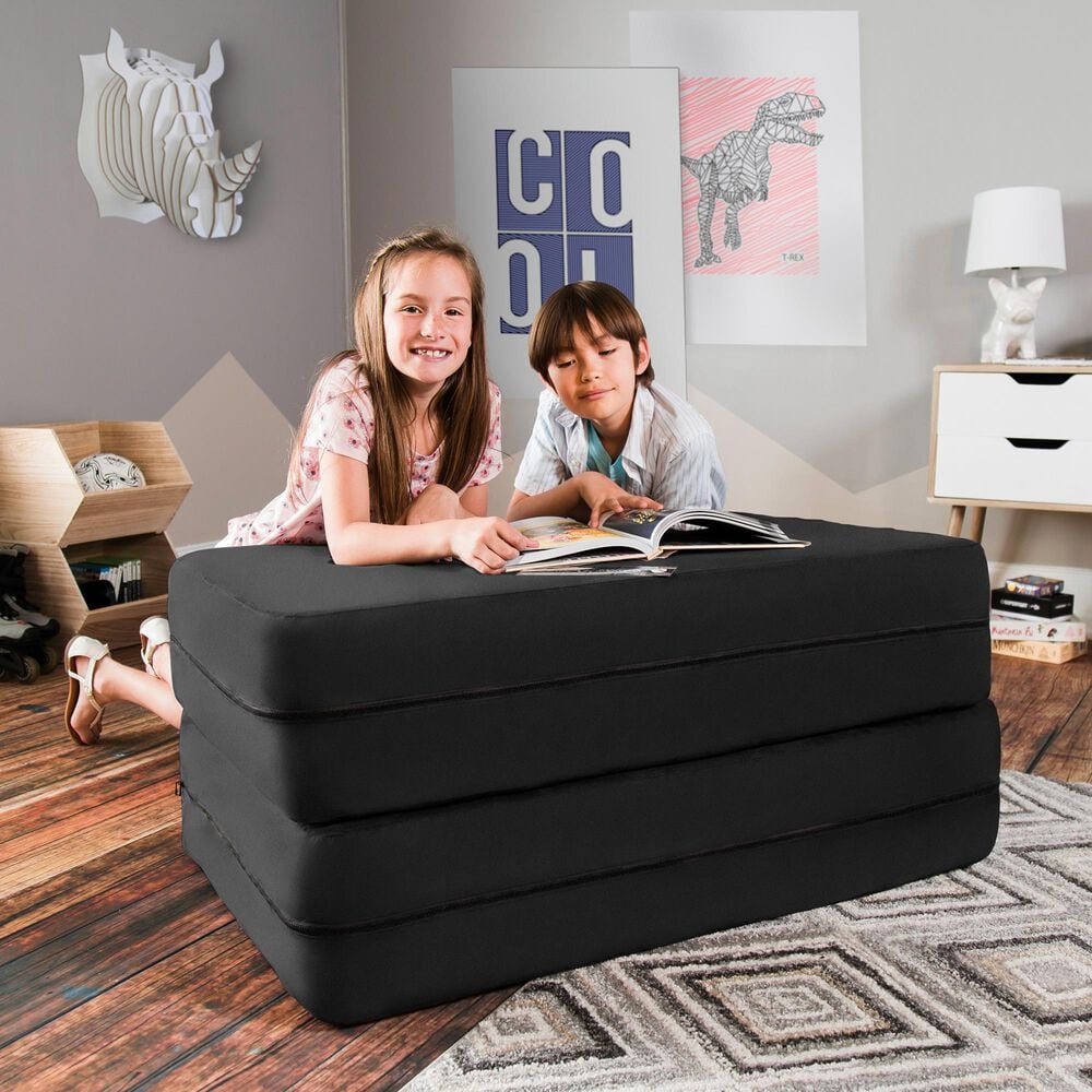 Jaxx Zipline Big Kids Modular Sofa &amp; Ottoman in Black, , large