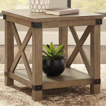 Ashley Aldwin Rectangular End Table in Weathered Gray Brown, , large