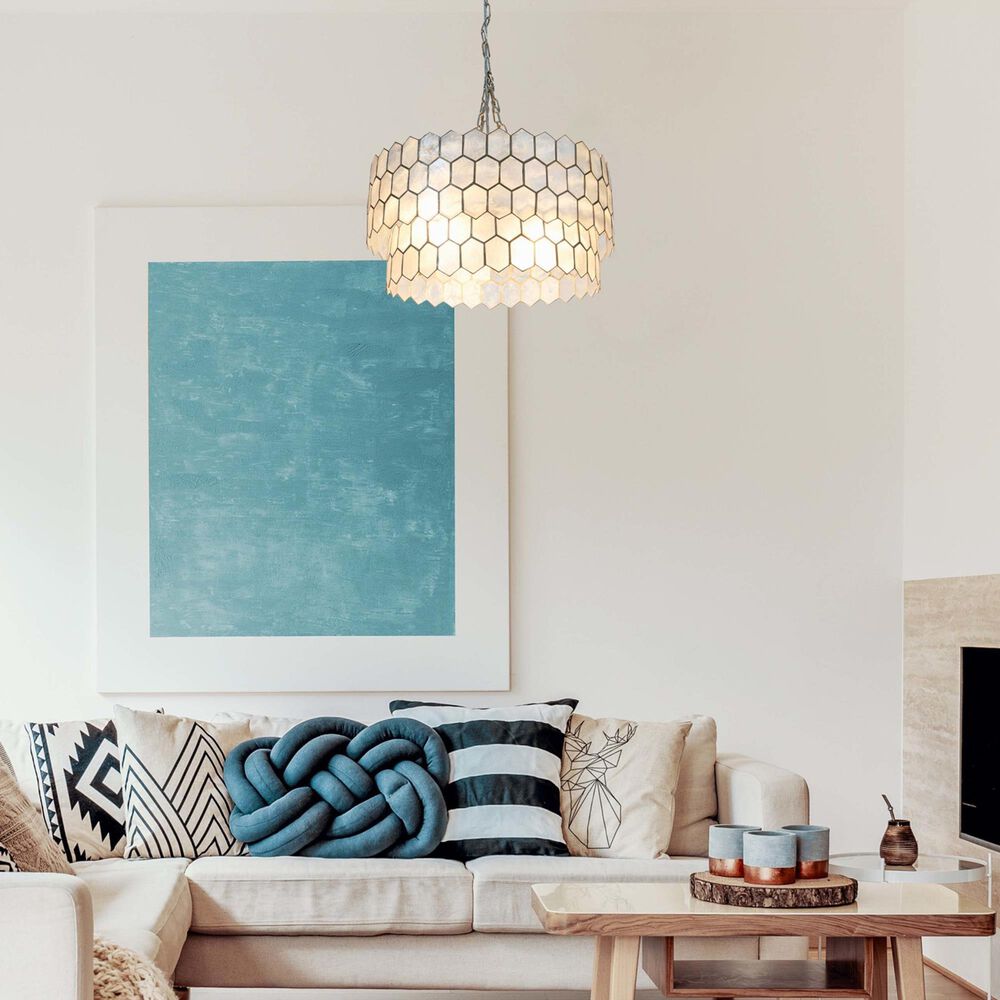 Creative Coop Carlisle 2-Tier Honeycomb Chandelier with Matte Silver Shade, , large