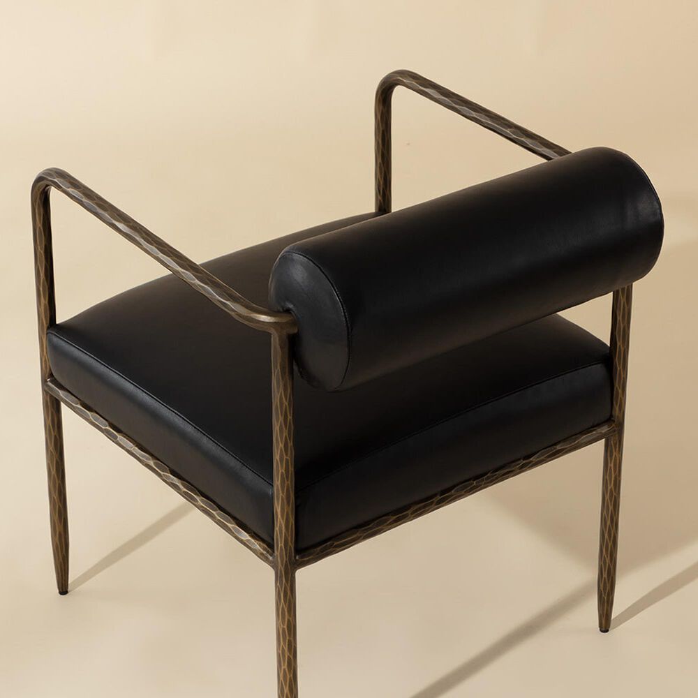Club Collection By Sunpan Ajani Arm Chair with Charcoal Black Cushion in Antique Brass, , large