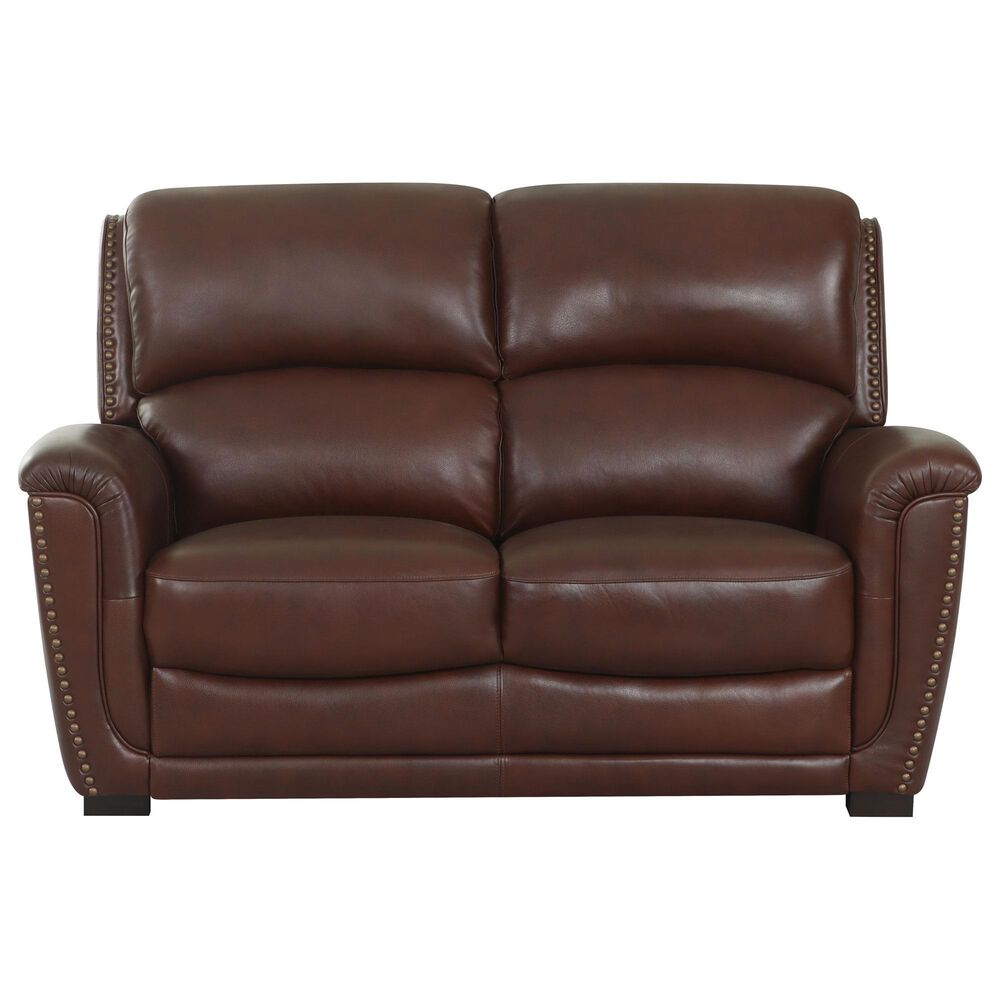 Chateau d'Ax Stationary Leather Sofa and Loveseat Set in Red Brown, , large