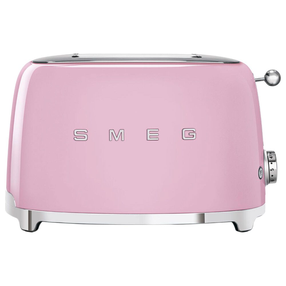 Smeg 2-Slice Retro Style Toaster in Pink and Stainless Steel, , large