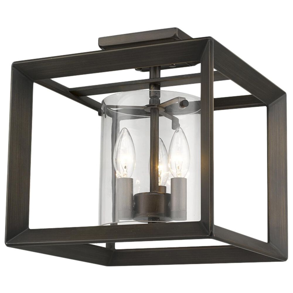 Golden Lighting Smyth Semi-Flush (Low Profile) in Gunmetal Bronze with Clear Glass, , large