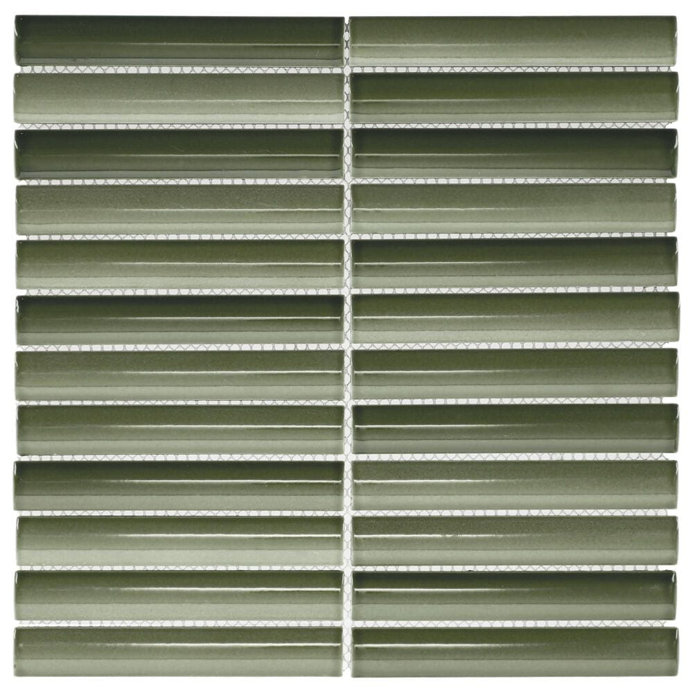 Dal-Tile Artefino Vintage Verdelite 1" x 6" Pencil Fluted on 11" x 12" Porcelain Mosaic Sheet, , large