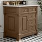 James Martin Vanities Brookfield 36" Single Bathroom Vanity in Pecan with 3 cm White Zeus Quartz Top and Rectangular Sink, , large