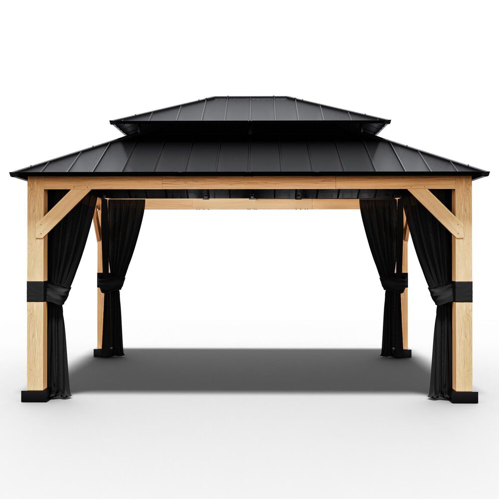 Sunwell Garden 13" x 11" Outdoor Double Roof Hardtop Wood Gazebo, , large