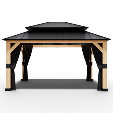 Sunwell Garden 13" x 11" Outdoor Double Roof Hardtop Wood Gazebo, , large