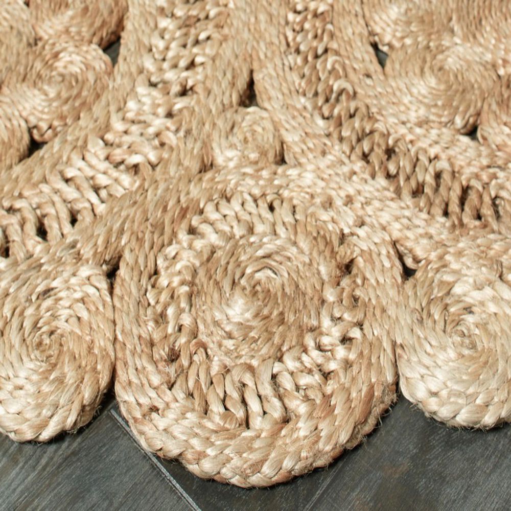 L&amp;R Resources Natural Jute 4&#39; Scalloped Natural Area Rug, , large