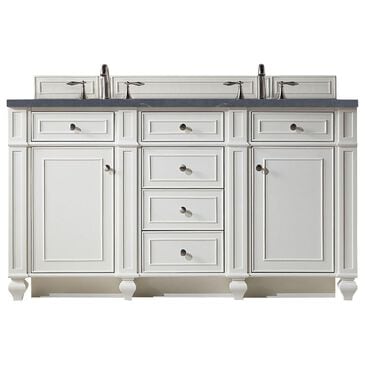 James Martin Vanities Bristol 60" Double Bathroom Vanity in Bright White with 3 cm Charcoal Soapstone Quartz Top and Rectangular Sinks, , large