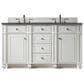 James Martin Vanities Bristol 60" Double Bathroom Vanity in Bright White with 3 cm Charcoal Soapstone Quartz Top and Rectangular Sinks, , large