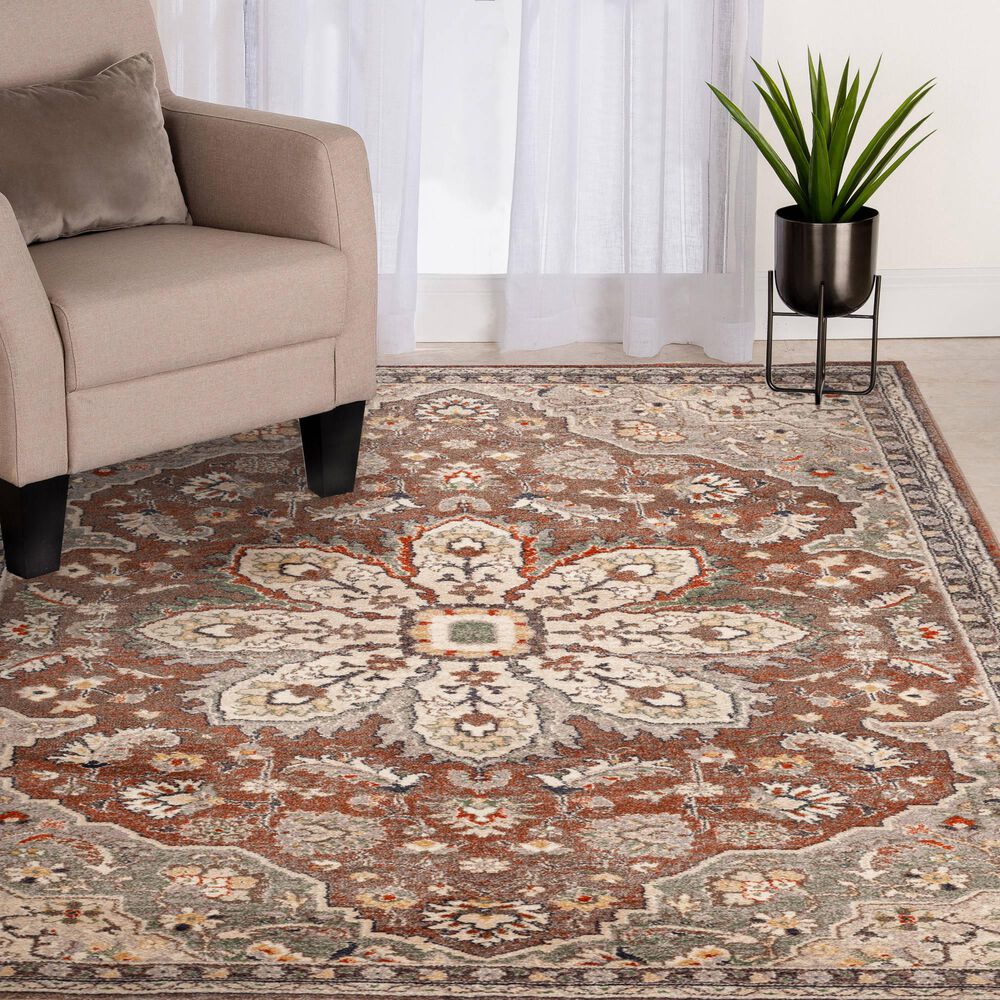 Central Oriental Minerva Corelia 5&#39; x 7&#39;3&quot; Latte and Storm Area Rug, , large