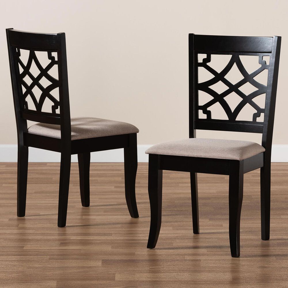 Baxton Studio Mael Dining Chair in Sand/Espresso Brown (Set of 2), , large