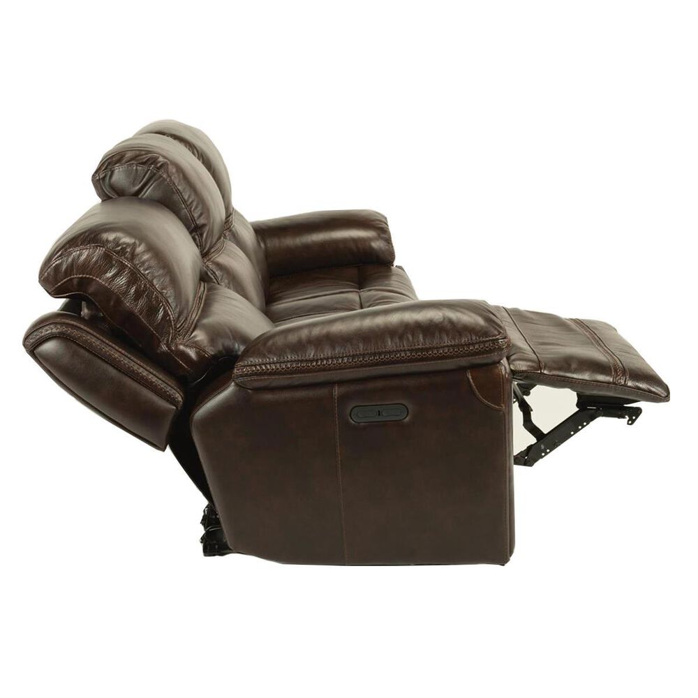 Flexsteel Fenwick Leather Power Reclining Sofa in Dark Brown Nebraska