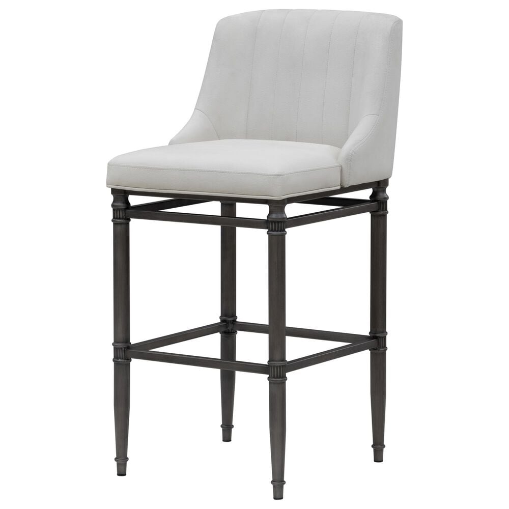 Armen Living Marvin Bar Height Stool with Ivory Upholstery in Antique Pewter, , large