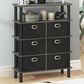 HOMLUX 5-Tier Modern Storage Bookshelf with 6 Storage Bins in French Oak Grey and Black, , large
