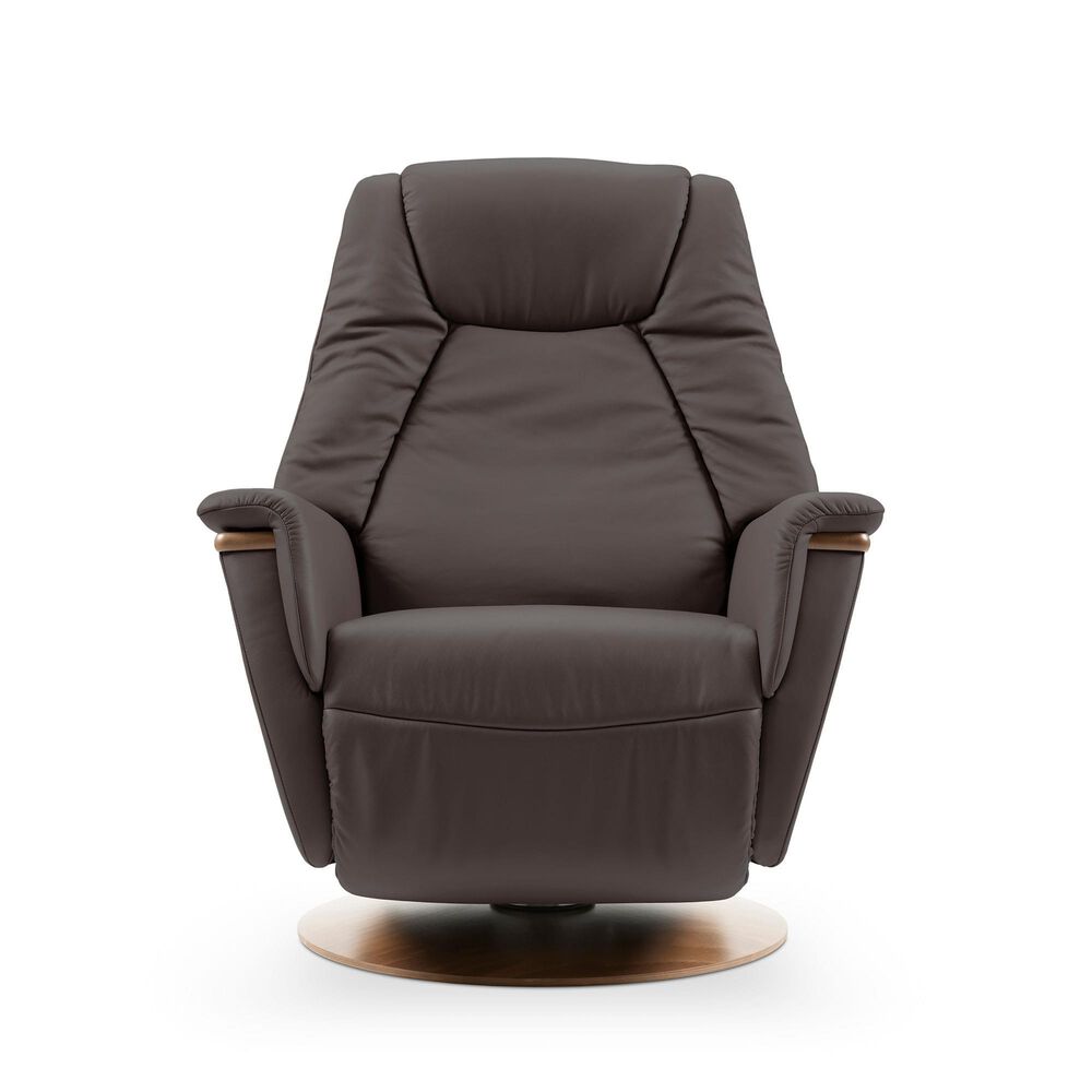 Stressless Max Small Swivel Power Recliner in Paloma Oxford Chocolate, , large