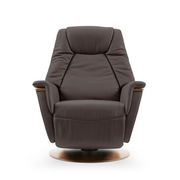 Stressless Max Small Swivel Power Recliner in Paloma Oxford Chocolate, , large