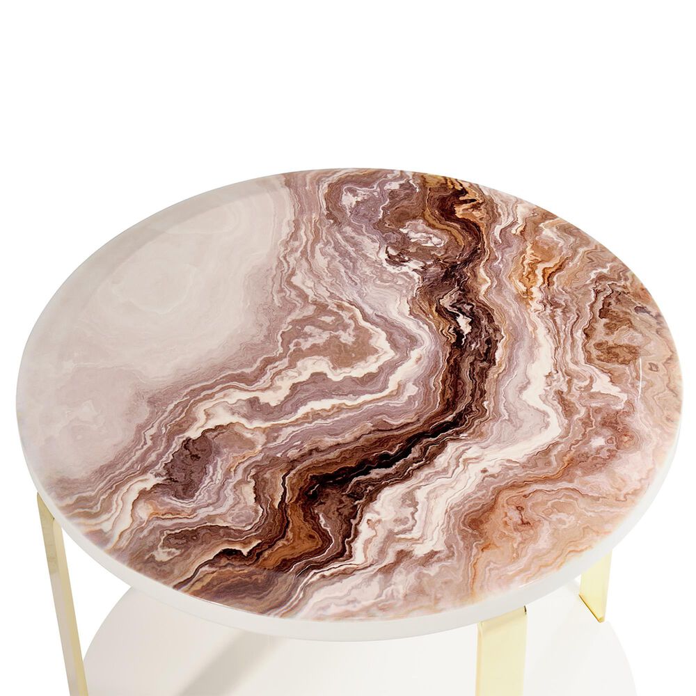 Vista Haus Ariana End Table in Gold and White, , large