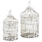 Maple and Jade Round Vintage Birdcage in Distressed White (Set of 2), , large