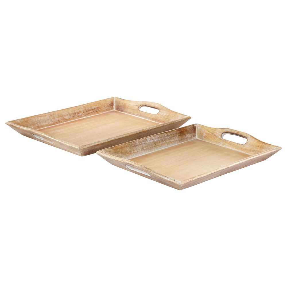 Maple and Jade Wood Tray in Brown (Set of 2), , large