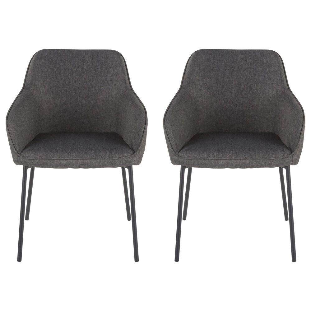 LumiSource Daniella Arm Chair with Charcoal Cushion in Black (Set of 2), , large