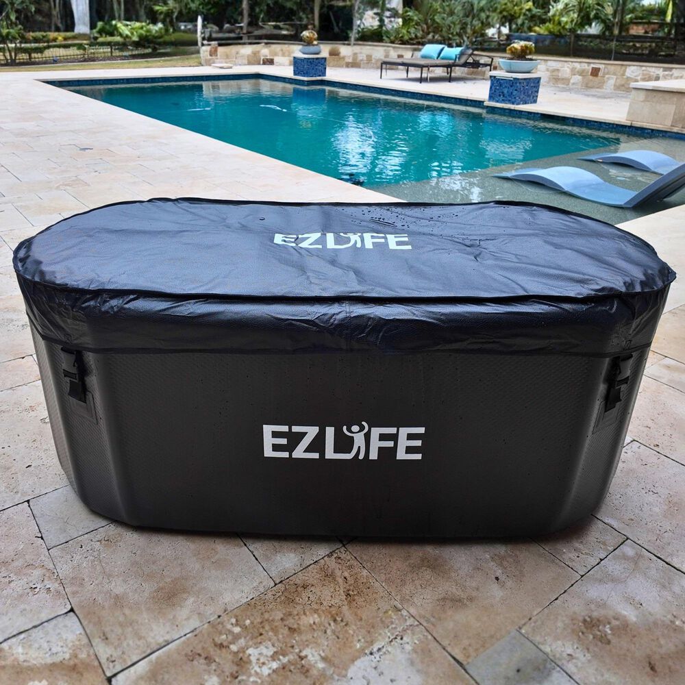 EZlife 1-Person 0.5HP Hot/Cold Chiller with 125cm Inflatable Cold Plunge in Black, , large