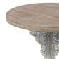 Maple and Jade Intricately Carved Scroll Accent End Table in Distressed Gray and Dark Brown, , large