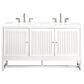 James Martin Vanities Athens 60" Double Bathroom Vanity in Glossy White with 3 cm Arctic Fall Solid Surface Top and Rectangular Sinks, , large