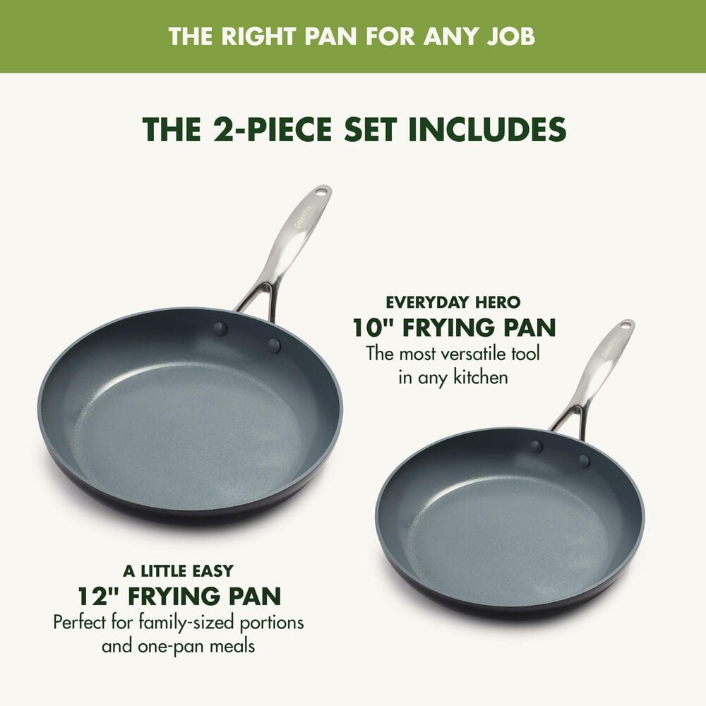 Green Pan Valencia Pro 2-Piece 10" and 12" Nonstick Frypan Set in Grey, , large