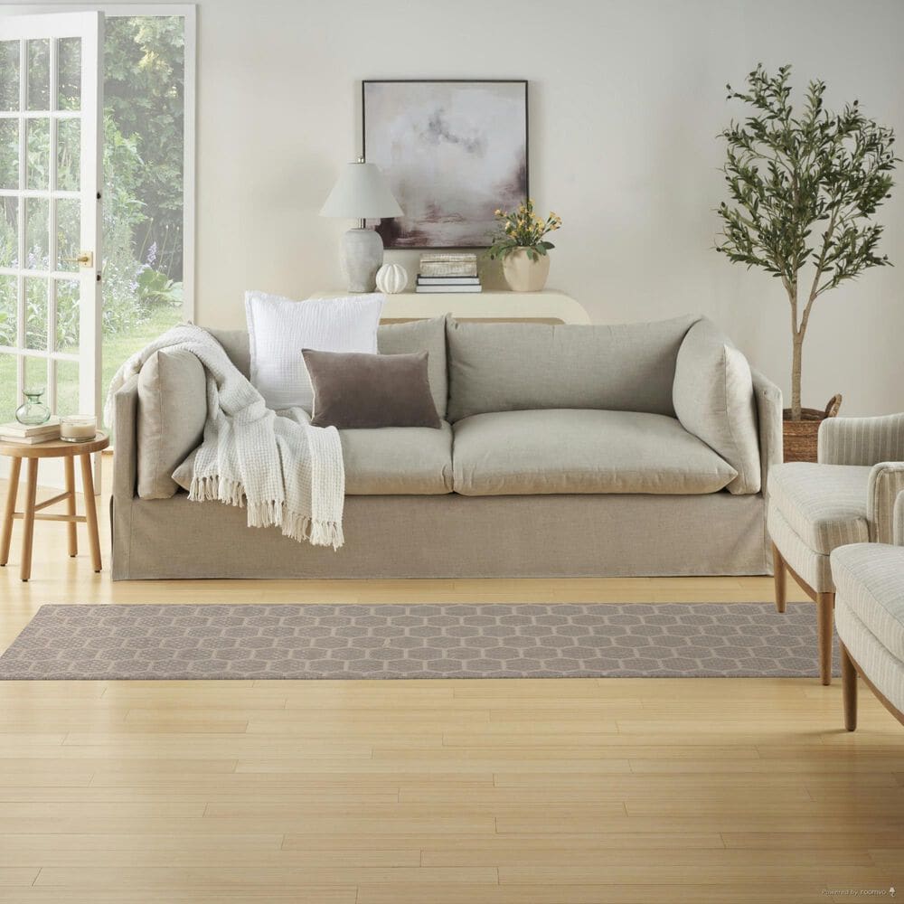 Nourison Twist Reversible 2&#39;2&quot; x 8&#39; Grey Indoor/Outdoor Runner, , large