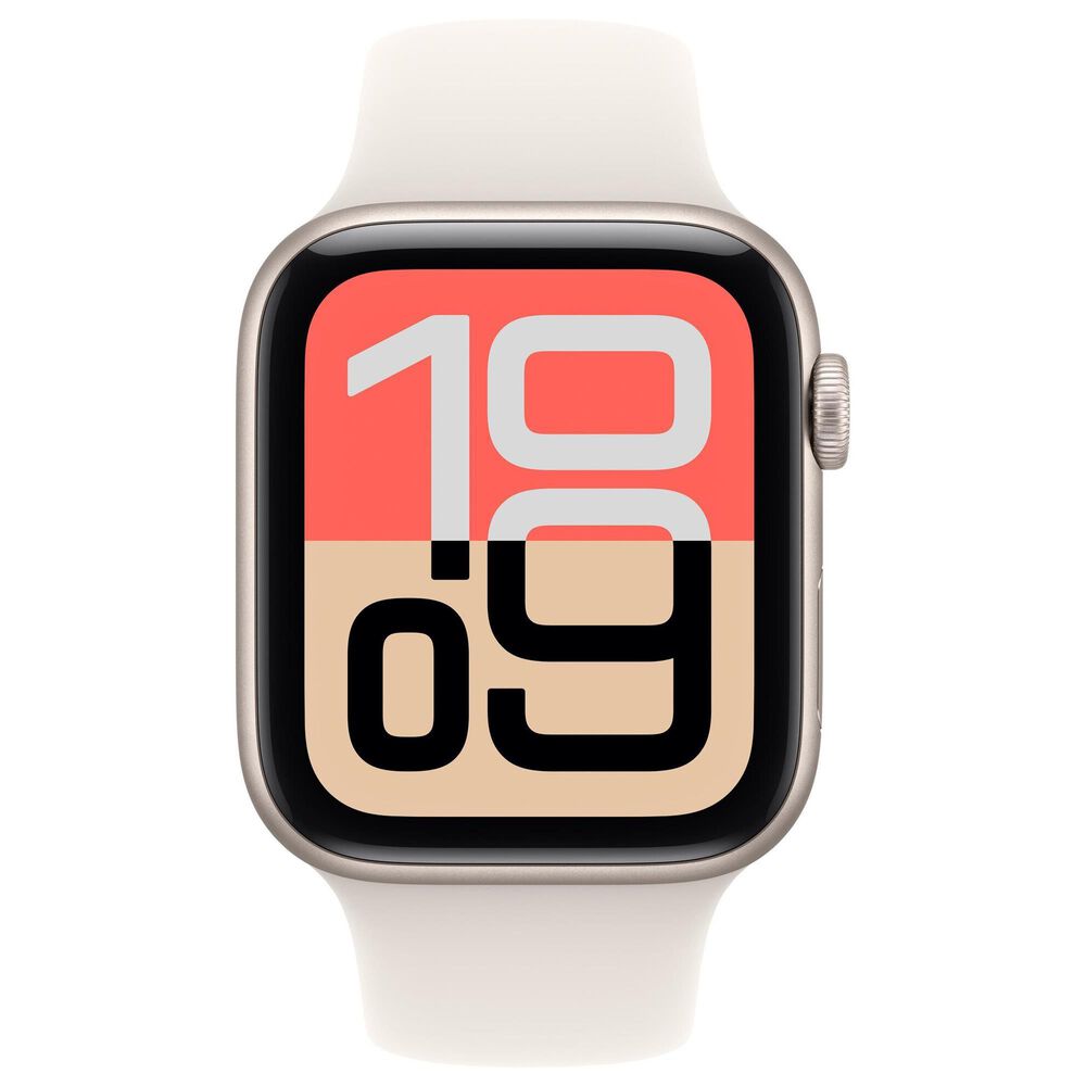 Apple Watch SE 3 (GPS) 44mm Aluminum Case with Sport Band - S/M in Starlight and 2-Year AppleCare+, , large