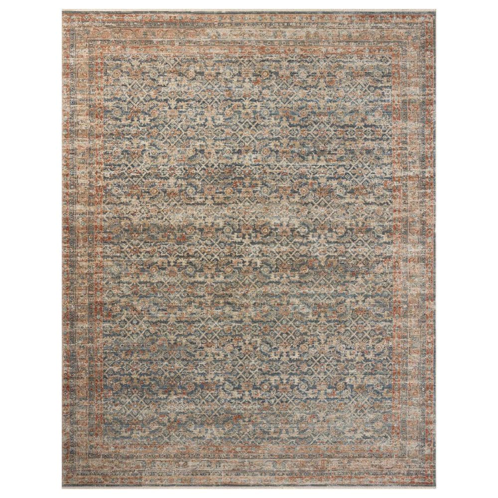 Loloi Heritage 9" x 12" Blue and Rust Area Rug, , large