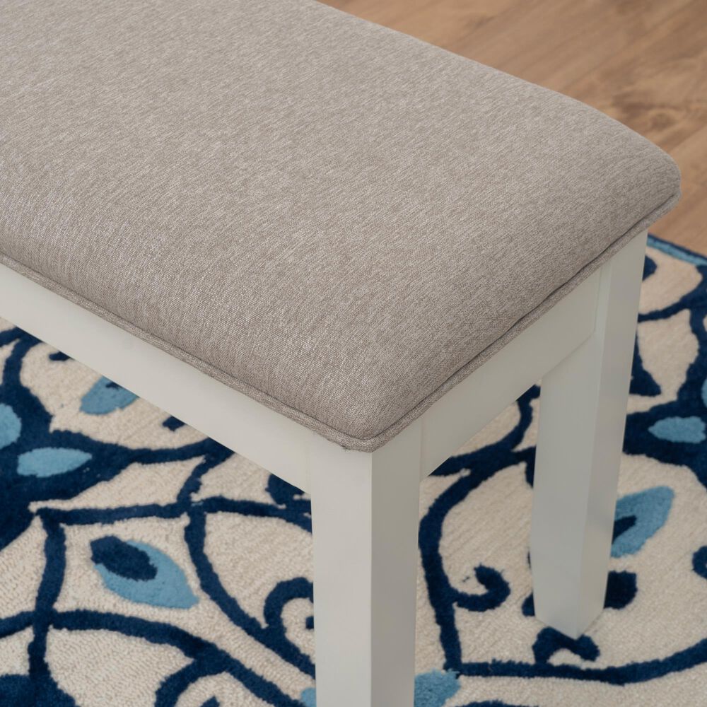 Linon Home Decor Jane Storage Bench with Light Grey Cushion in Vanilla White, , large