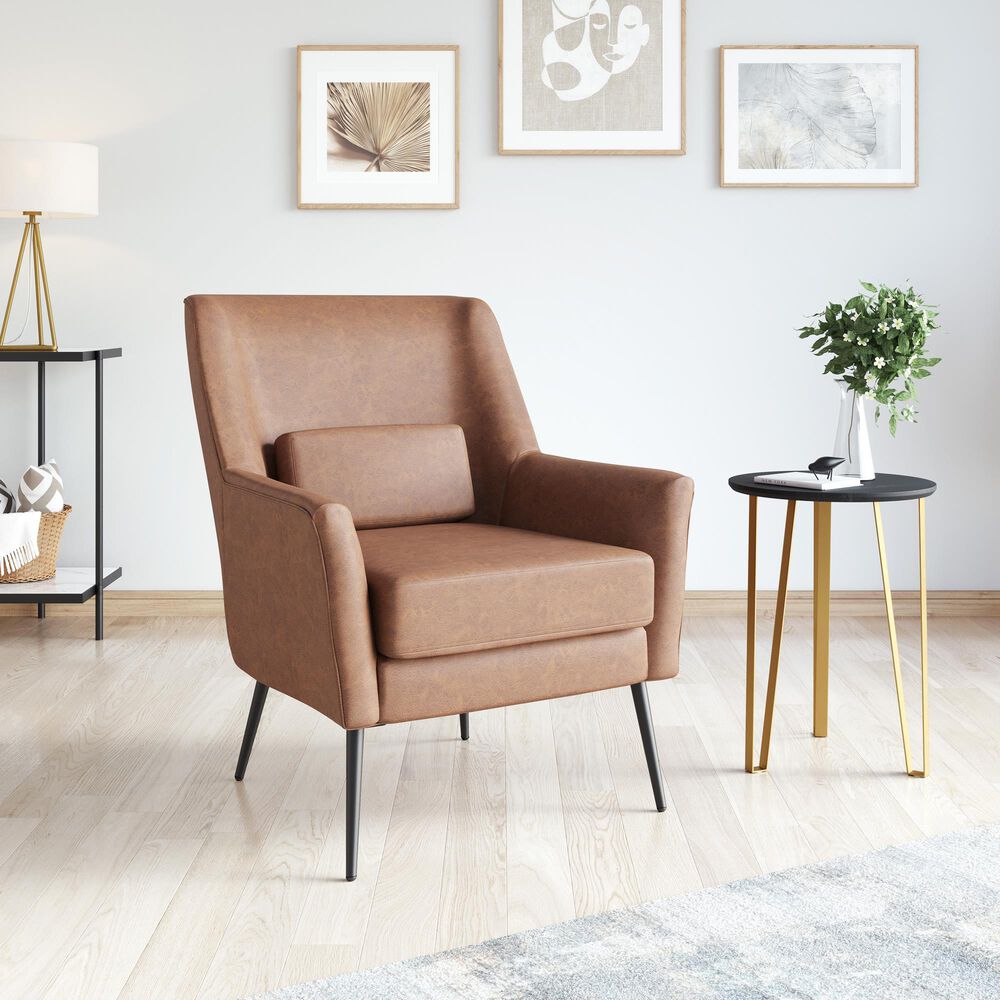 Zuo Modern Ontario Accent Chair in Vintage Brown and Gold, , large