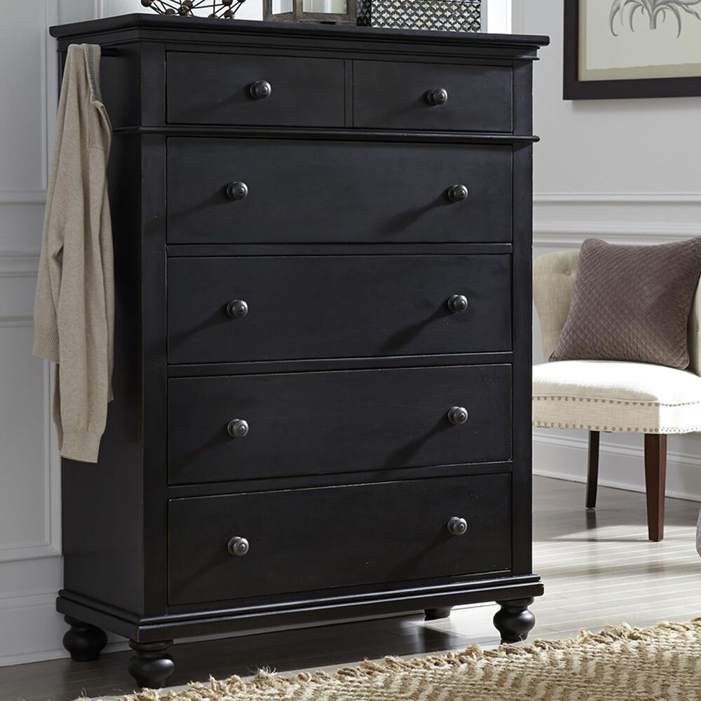 Riva Ridge Oxford 5-Drawer Chest in Black, , large