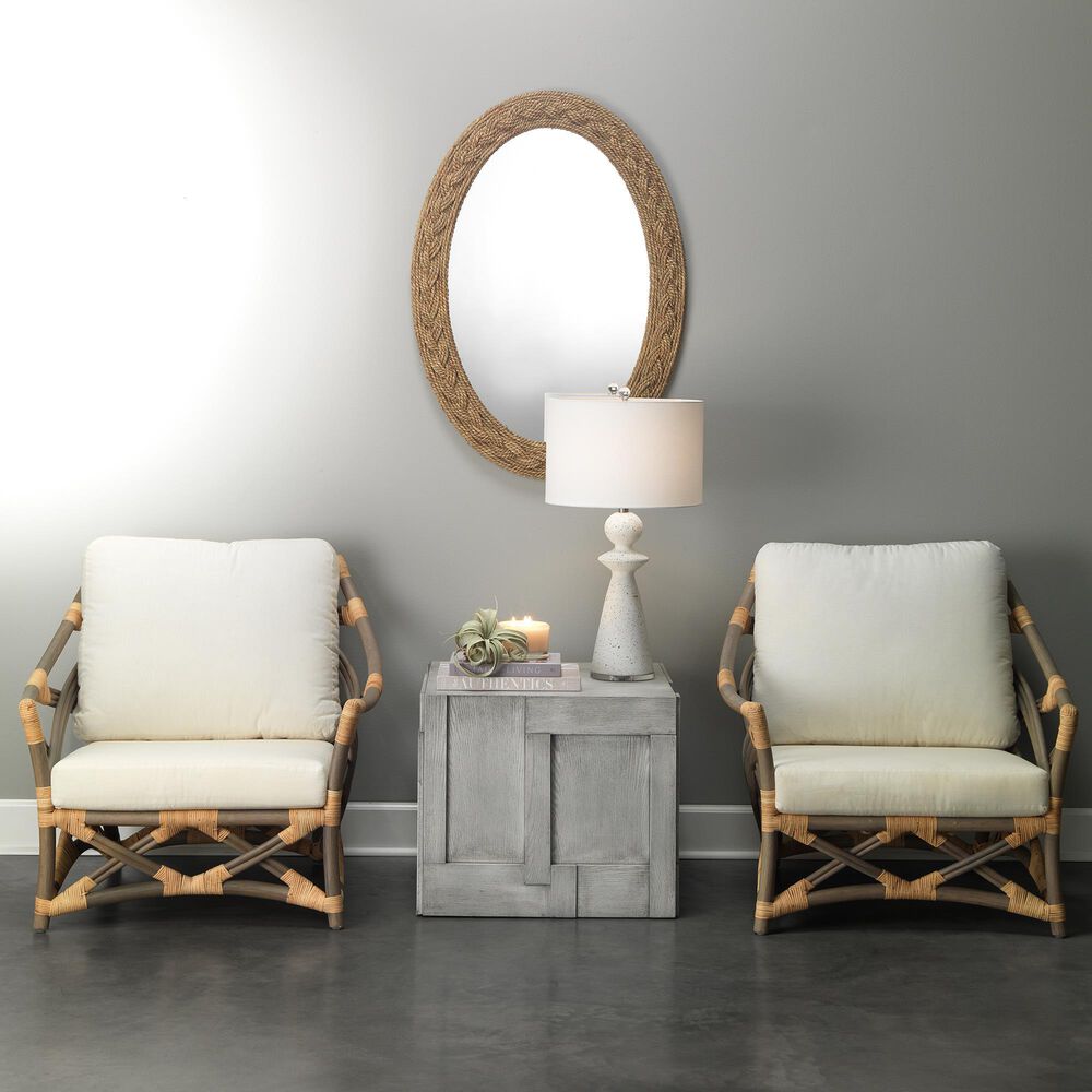 Splendor Living Lark Braided Seagrass Oval Mirror in Natural, , large
