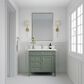 James Martin Vanities Brittany 36" Single Bathroom Vanity in Smokey Celadon with Single Hole 3 cm White Zeus Quartz Top and Rectangular Sink, , large