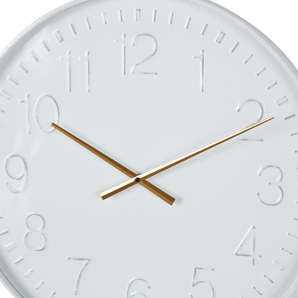 Maple and Jade Round Decorative Wall Clock in Polished White and Gold, , large