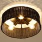 Golden Lighting Erma 3-Light Flush Mount with Black Wicker Shadein Matte Black, , large