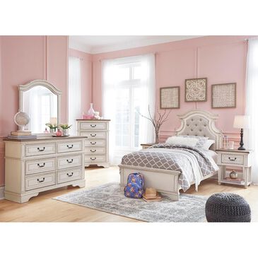 Signature Design by Ashley Realyn 5 Piece Twin Bedroom Set in Chipped White, , large