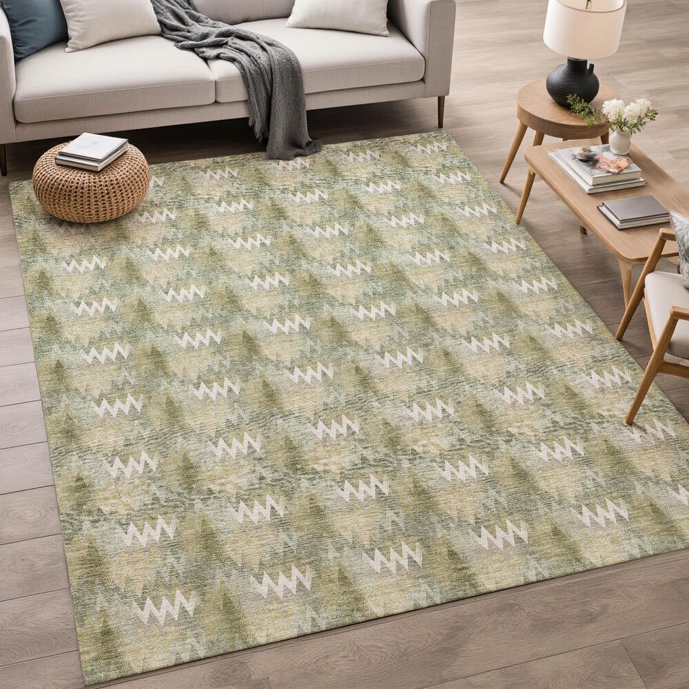 Dalyn Rug Company Soft Essentials Chevron Olive 5' x 7'6" Area Rug, , large